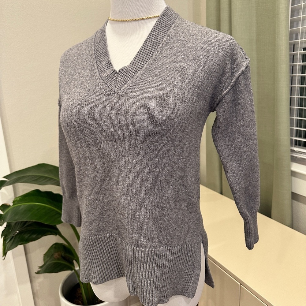 Classic Gray V-Neck Women's Sweater